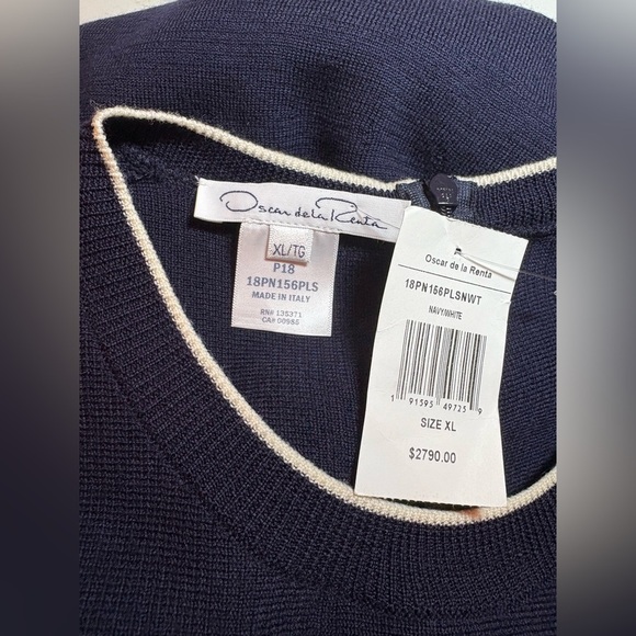 Oscar de la Renta Midi Dress XL Wool Black Cut Out Ruffle Long Sleeve Cocktail - Picture 12 of 16